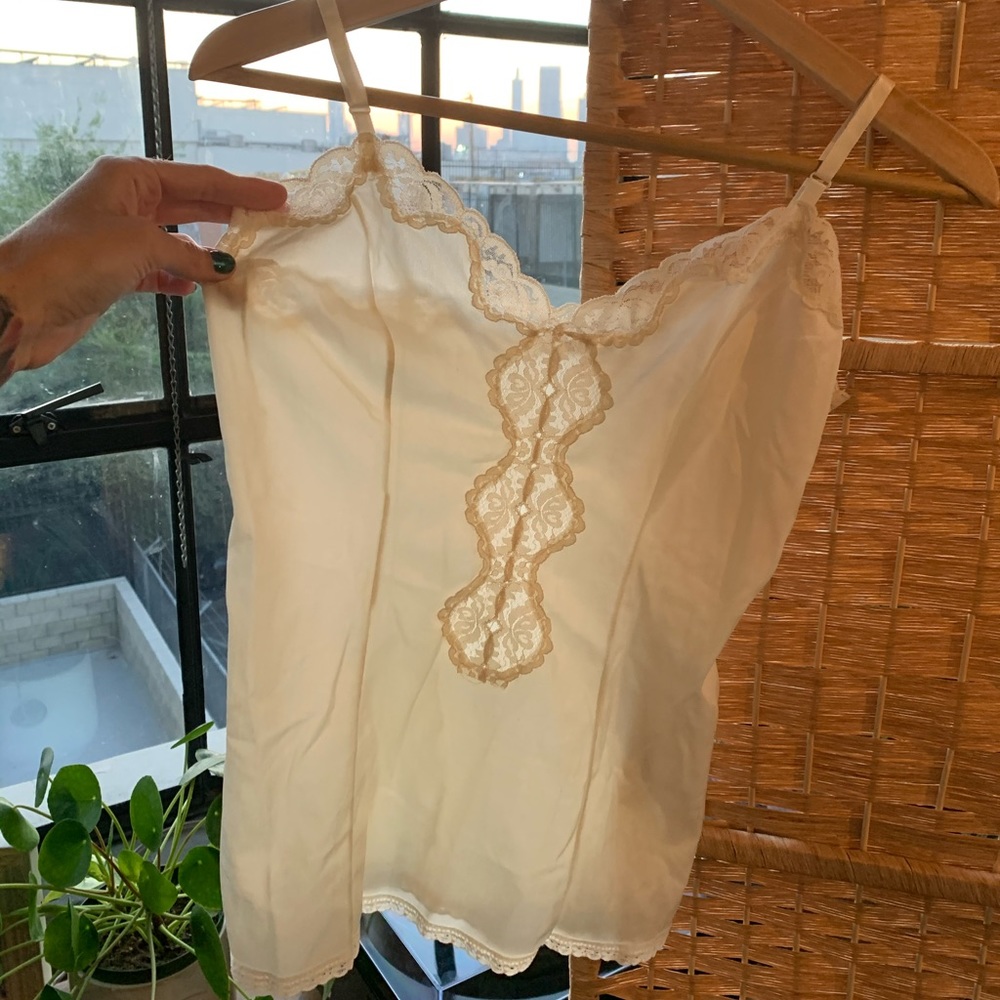 Vintage 60s 70s 80s babydoll lace cream cami